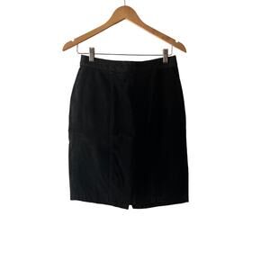 Vintage 90s Global Identity Black Leather Suede Skirt